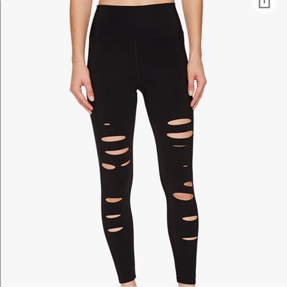 ALO Yoga Black Distressed Leggings